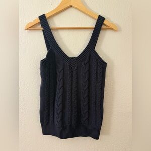 EVEREVE Navy Cable Knit Sweater Tank Top | 100% Cotton | Size Small